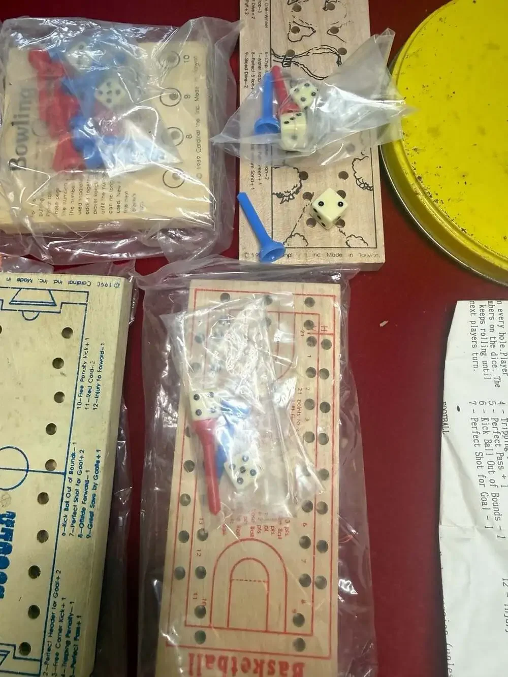 Vintage 1990 Sport Teasers 7 Wood Peg Games in Tin by Cardinal Industries(d)